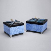 欧式时尚高档宝石手绘收纳盒 蓝色彩绘个性收纳盒整理盒 精致创意收纳盒（可定制）ATMYXBSCH04
