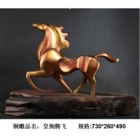 中式现代铜雕皇驹腾飞摆件客厅书房卧室装饰