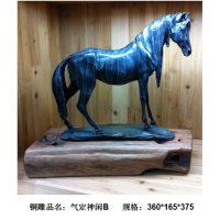 中式现代铜雕气定神闲B摆件客厅书房卧室装饰