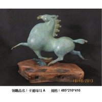 中式现代铜雕卡通绿马A摆件客厅书房卧室装饰