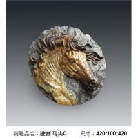 西式现代铜雕壁画马头C摆件客厅书房卧室装饰