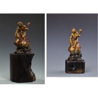 中式现代铜雕如意金猴献寿摆件客厅书房卧室装饰