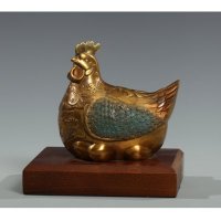 中式现代铜雕生肖鸡摆件客厅书房卧室装饰