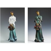 中式复古铜雕四季仕女图-春摆件客厅书房卧室装饰