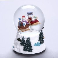 树脂音乐盒 创意推雪橇雪人水晶球 圣诞节礼物生日礼物 专属定制（七天）树脂摆件 MG-583