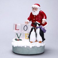音乐盒 创意圣诞老人发光音乐盒LOVE 圣诞节礼物生日礼物 专属定制（七天）树脂摆件 MP-5017