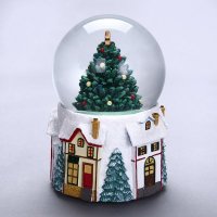 创意雪屋圣诞树水晶球音乐盒 圣诞节礼物生日礼物 专属定制（七天）树脂摆件（已含木架费）MG-581