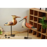 zakka杂货 木质工艺品 原木动物雕刻 海鸟木质摆件 铁木鸟6087