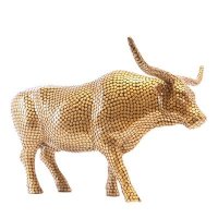 西式抽象创意高档树脂铜钱牛造型摆件客厅卧室装饰动物摆件
