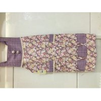 紫色碎花围裙韩版工字背围裙加厚围裙烘焙围裙