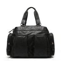 韩版pu软皮防水休闲高中学生书包男时尚潮流韩版pu皮青少年背包校园纯色手提包