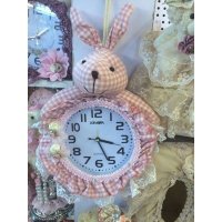 欧式简约英伦风情蕾丝格子兔闹钟