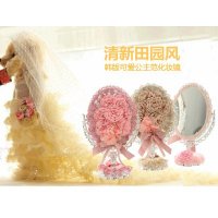 韩式田园布艺花朵化妆镜梳妆镜装饰镜