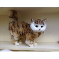 天然真毛可爱走动猫摆件家居装饰摆件动物摆件