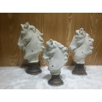 复古田园风格陶瓷马头三件套摆件家居装饰摆件