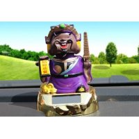 中式风水摆件太阳能永动五路财神摆件家居装饰摆件