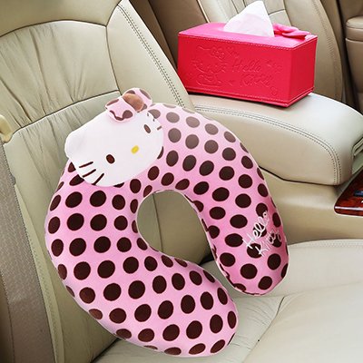 科特豪斯 Hellokitty飞机汽车旅行午睡护脖子卡通U形枕头纸巾盒套装KT5064
