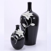 现代简约黑瓶白花家居时尚装饰瓶家居新房玄关电视柜装饰品插花器白花两件套TV004-1、TV004-2