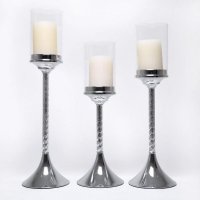 钢艺现代简约欧式餐台钢玻丝带蜡烛台时尚家居摆件（3件套）JMJ6046-A/B/C