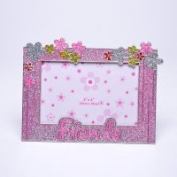 韩式风格可爱粉色花长方形金属相框PF8642