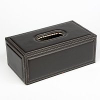 品地商务经典咖啡色细荔纹千鸟格创意长方形大号纸巾盒