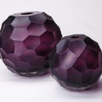 现代简约家居装饰摆件紫色花器棱面玻璃花瓶创意工艺品BY12-6 GJ-9