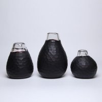 烟灰色刻磨蜂窝花瓶摆件 玻璃手工艺品 家居饰品 客厅陈列 摆设品1205-305P