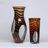 欧式简约琥珀巧克力手工玻璃陈列摆件玻璃花瓶花器瓶家居摆设创意55232