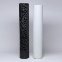 黑白色龙纹直筒玻璃花瓶 圆筒水培花器 家居摆件 时尚酒店摆件1MZT-BKLW