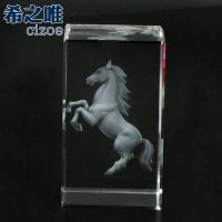 水晶工艺品 3D内雕马激光刻字定制 办公桌摆件 创意商务礼品批发