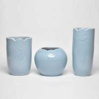 中式家居饰品莲蓬图案陶瓷工艺品花瓶摆件7-A/B/C