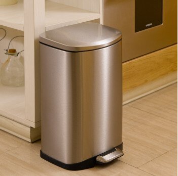 EKO9366迪莱系列欧式家用脚踏有盖卫生间客厅大号不锈钢时尚创意厨房垃圾桶