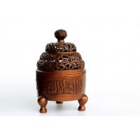 中式简约铜制正德款阿拉伯纹炉造型摆件家居装饰摆件卧室摆件客厅摆件