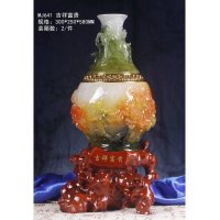 高档次的家居饰品吉祥富贵（青绿）花瓶摆件天然合成树脂