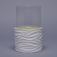 现代简约纯白色陶瓷横纹烛台蜡烛杯 婚庆家居装饰品桌面摆件（中）RP-TCH6010