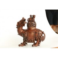 中式简约铜制狮钮瑞兽熏炉造型摆件家居装饰摆件卧室摆件客厅摆件