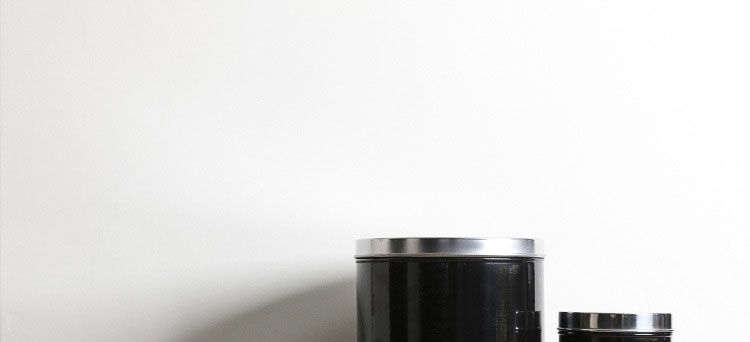 开利欧式时尚黑色不锈钢盖糖果罐咖啡罐茶叶罐面包罐储存罐五件套1