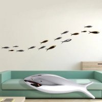 新顺景定制 创意家居饰品壁饰壁挂墙上装饰品餐厅电视背景墙墙面装饰电镀鱼