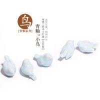 中式传统工艺青釉小鸟摆件动物摆件家居装饰摆件