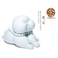中式传统工艺青釉小和尚慧呈摆件人物摆件家居装饰摆件