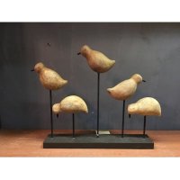 印度进口仿博物馆木质抽象鸟摆件动物摆件家居装饰摆件