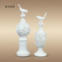 欧式复古一套两个树脂白色鸟摆件家居装饰摆件