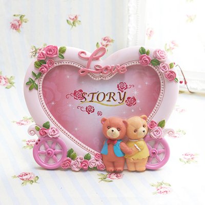 TEDDY欧洲风格可爱情侣泰迪熊浪漫公主南瓜车相框小熊树脂相架