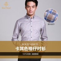 卡其色格仔衬衫399男士衬衫服装量身定制