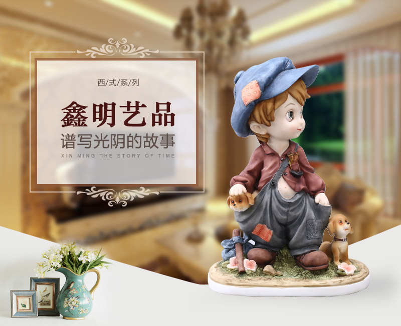 欧式简约天真童趣走四方男孩脂摆件 可水洗不掉色装饰摆件 家居装饰摆设工艺品 28271