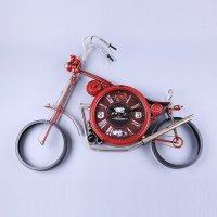 复古怀旧创意摩托车挂钟 红色铁质时尚挂钟 家居样板房软装饰品 YJ0404
