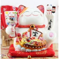 中式陶瓷招财10寸宝船大愿成就招财猫造型摆件动物摆件家居装饰摆件风水摆件