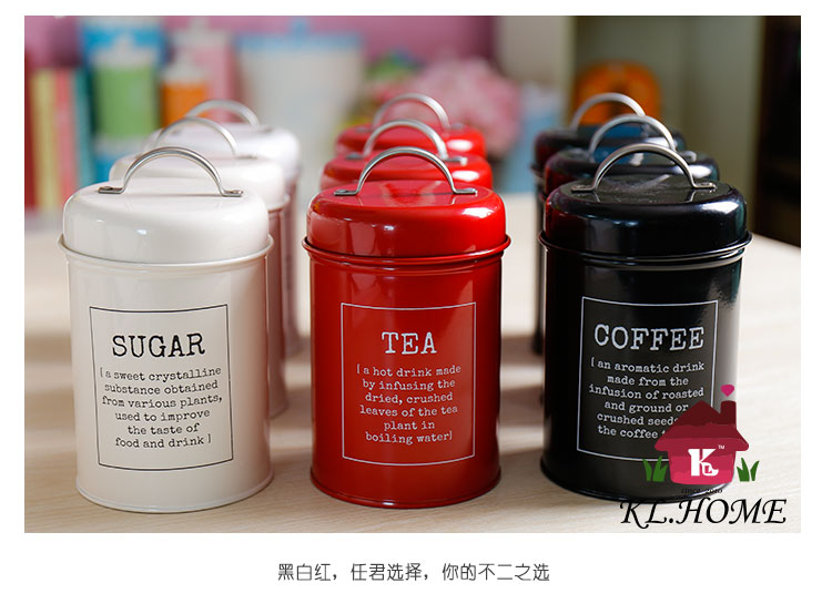 开利日式实用创意简约红白黑储物套装茶叶咖啡糖罐收纳罐X0219