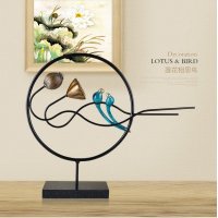 现代中式摆件家居饰品软装工艺品客厅电视柜摆设创意铁艺莲花
