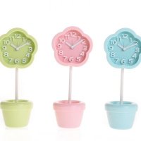 塑胶+玻璃 韩版简约时尚创意房间室内办公室盆栽闹钟MD24002/梅花
